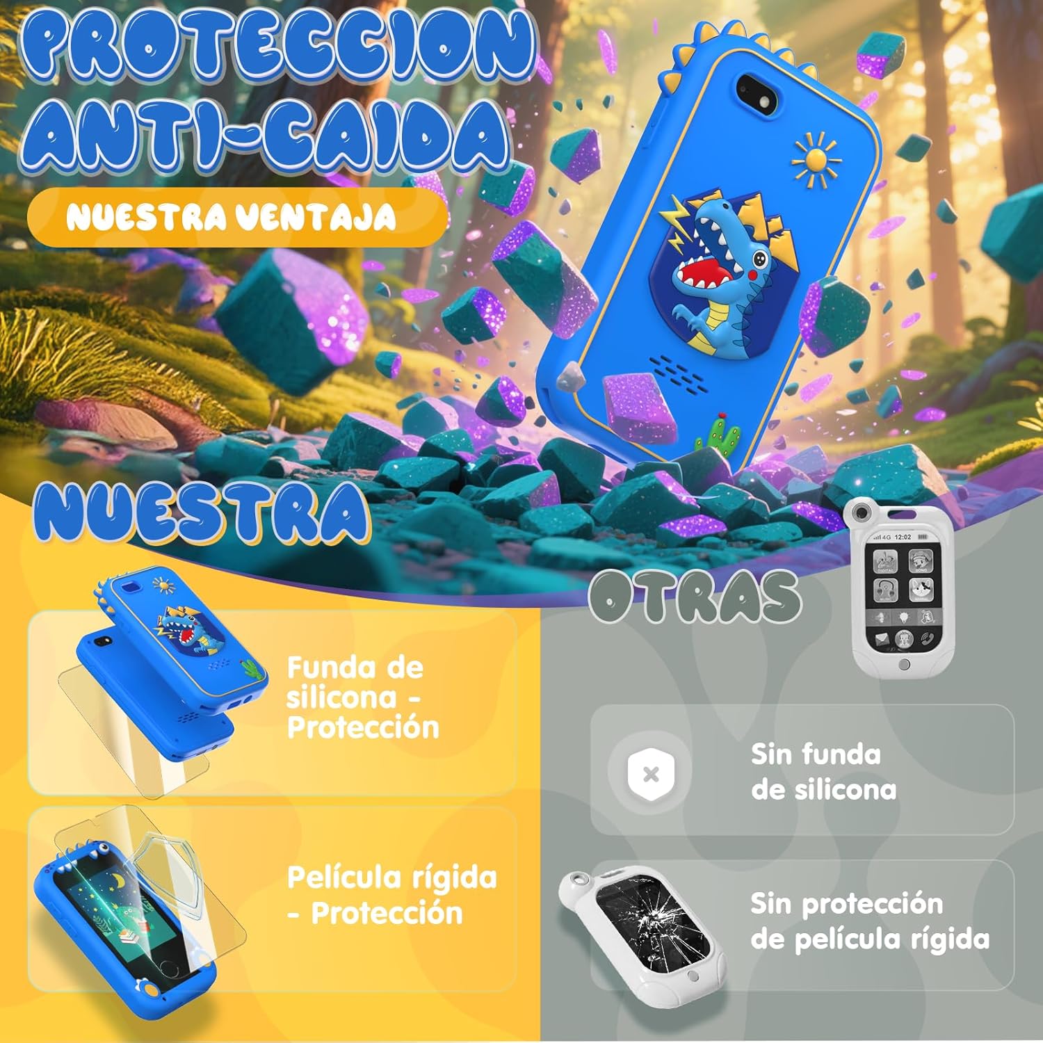 Thumbnail 4 de Fippesax Kinder Handy Smartphone Spielzeug mit 2,8" Touchscreen, Dualkamera und 20 Lernspielen (blau)