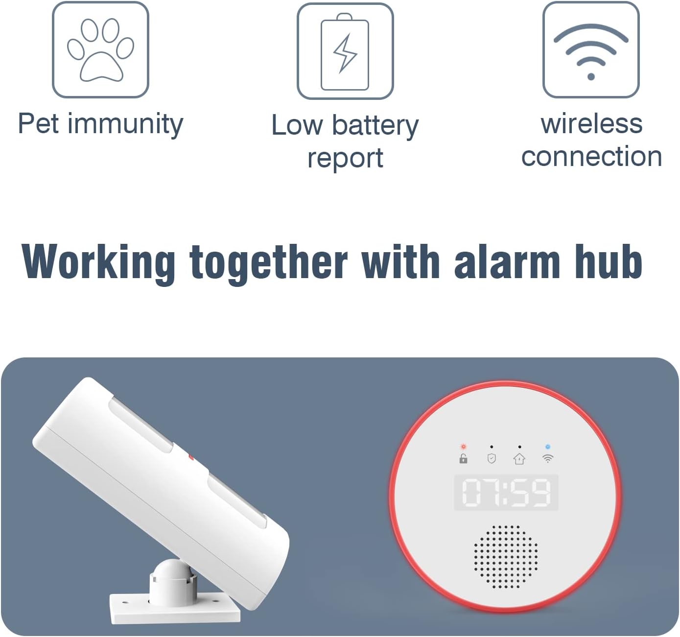 Detalle de YISEELE Rilevatore PIR di movimento immunitario wireless per animali domestici (per sistema Wi‑Fi/GSM)