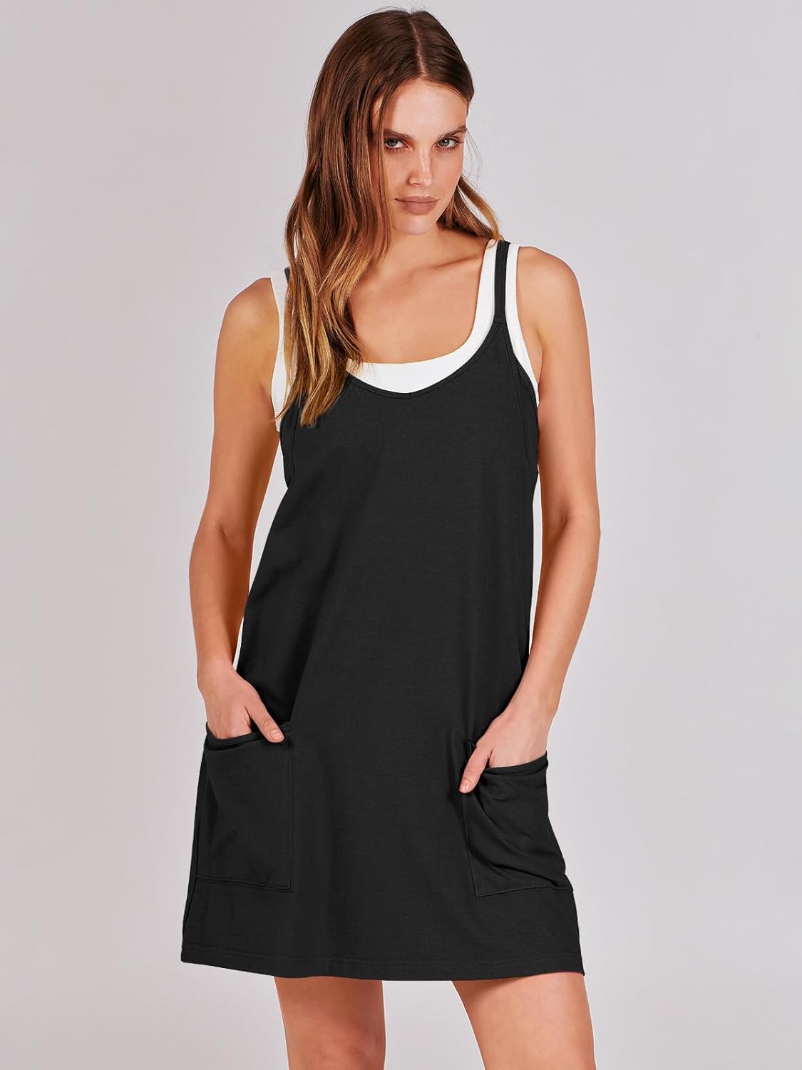 Thumbnail 1 de ANRABESS Women Athletic Dress Mini Romper with Built-in Shorts (Summer Tennis/Workout)