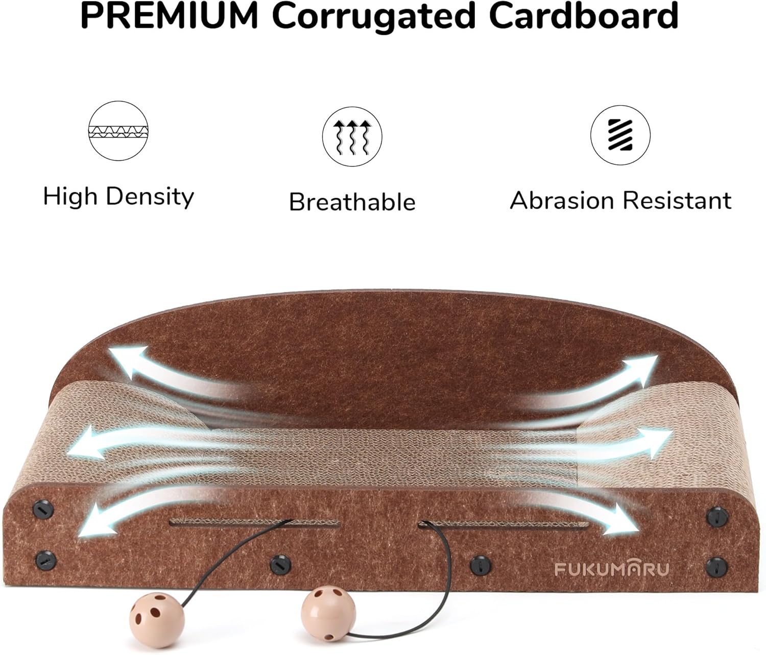 Thumbnail 2 de FUKUMARU Grattoir pour Chat en carton (53,3 cm) avec boule de cloche