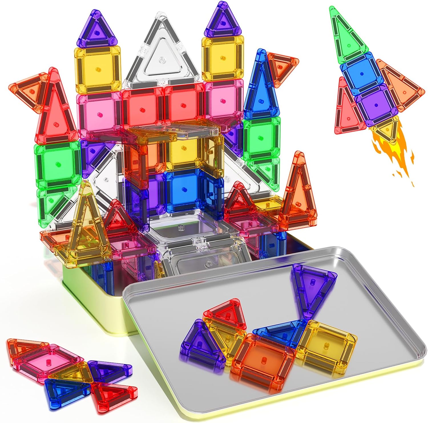 Detalle de 65PCS Mini Travel Magnetic Tiles Set