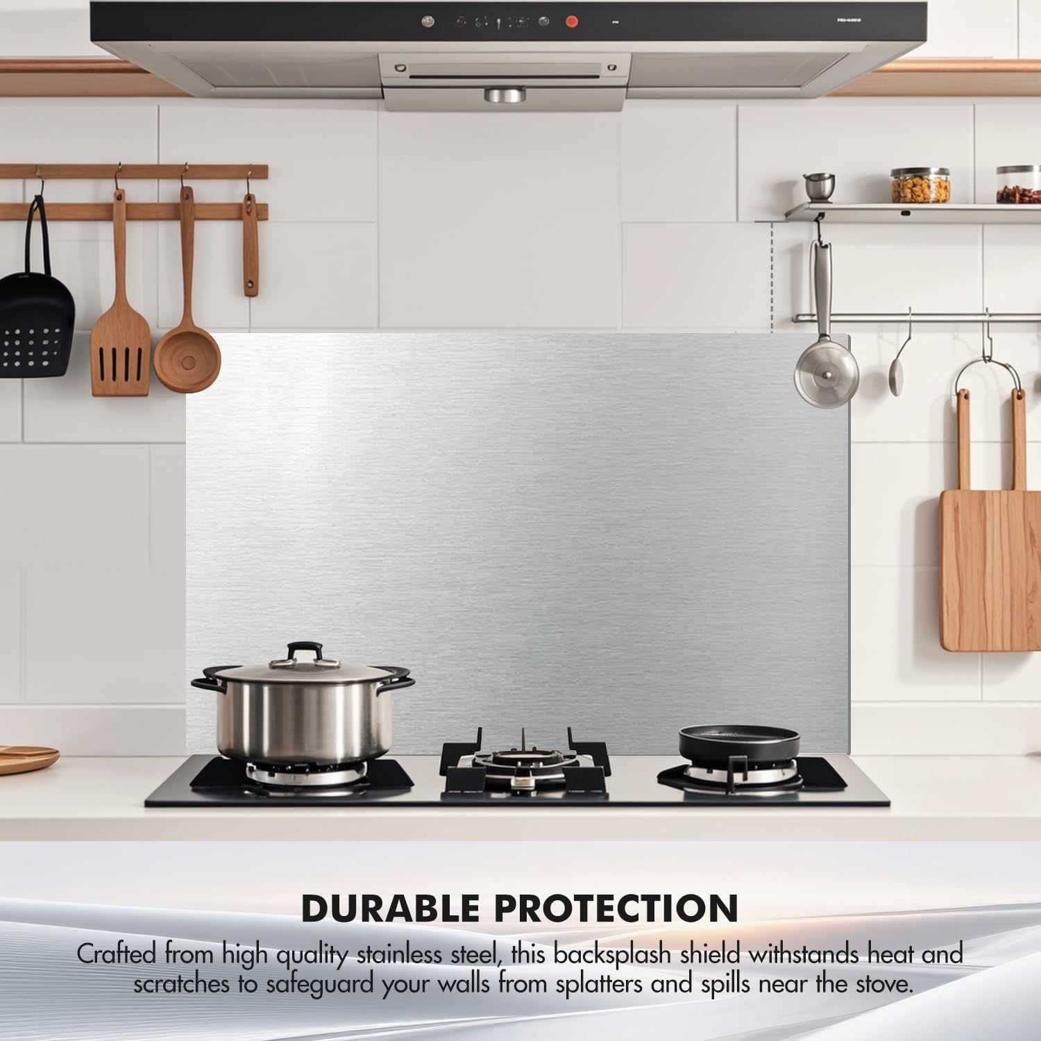 Detalle 2 de micmi 24" x 30" Stainless Steel Stove Backsplash, Reversible Brushed or Polished