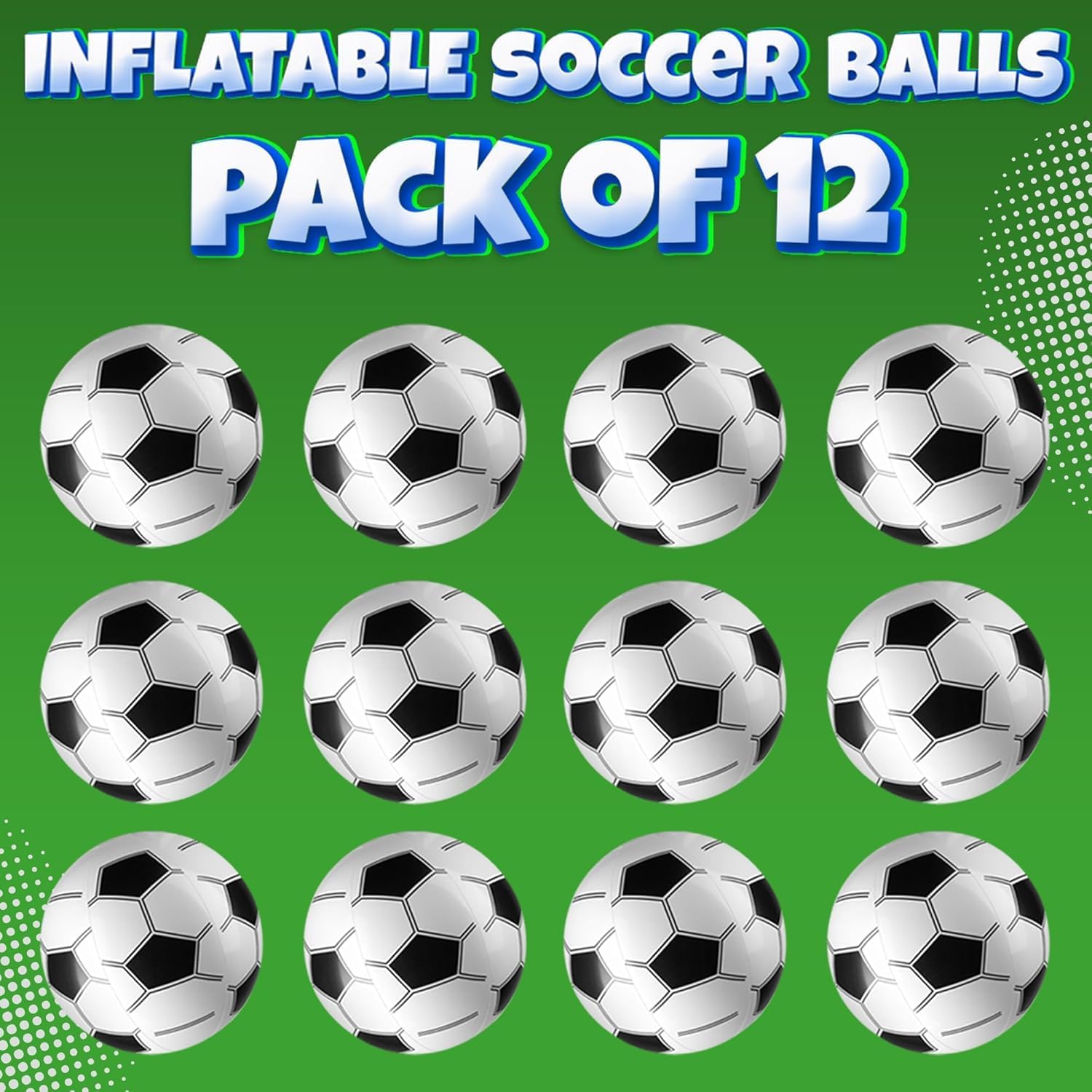 Detalle 2 de Bedwina Inflatable Soccer Balls (Pack of 12) 16-inch Beach Balls for Pool Toys & Party Favors