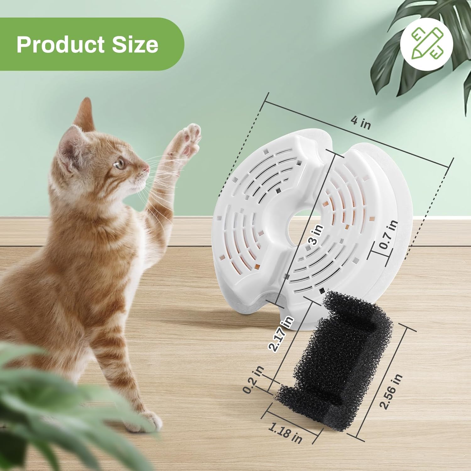 Detalle de Filter für Katzenbrunnen – 8 Ersatzfilter + Vorfilterschwämme für 2L Edelstahl-Brunnen