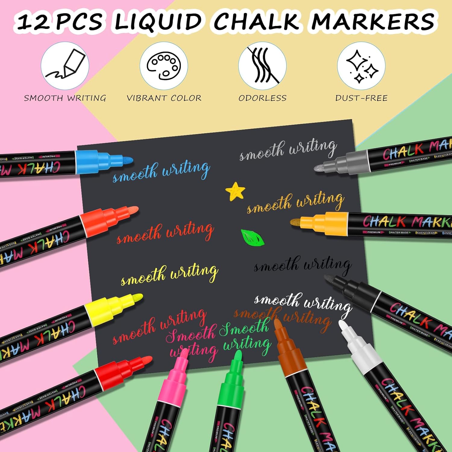 Thumbnail 2 de Thboxes 12 Colour Liquid Chalk Pens 6mm 🖊️