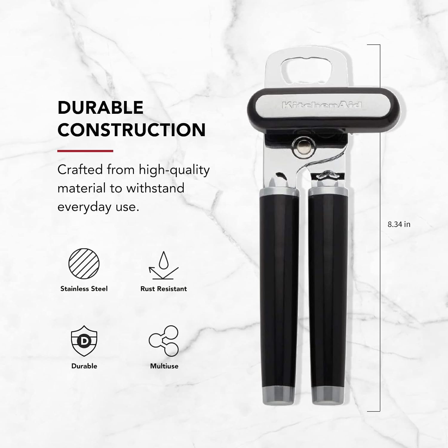 Thumbnail 3 de KitchenAid Classic Multi-Function Can Opener with Stainless Cutting Wheel and Soft-Grip Bottle Opener, Black