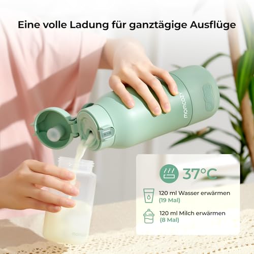 Detalle de Momcozy Flaschenwärmer unterwegs – schnelles, gleichmäßiges Erwärmen für Muttermilch und Wasser