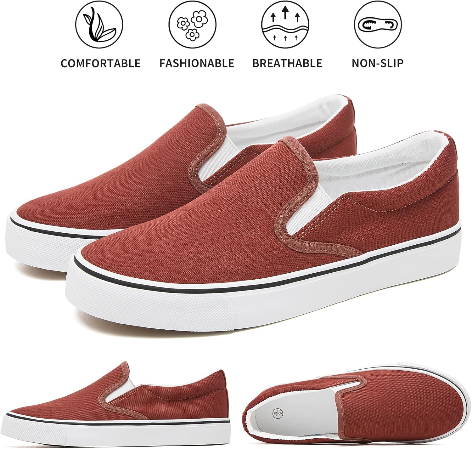 Thumbnail 6 de Women's Slip-On Canvas Sneakers Loafers: Non-Slip, Breathable & Easy on The Go