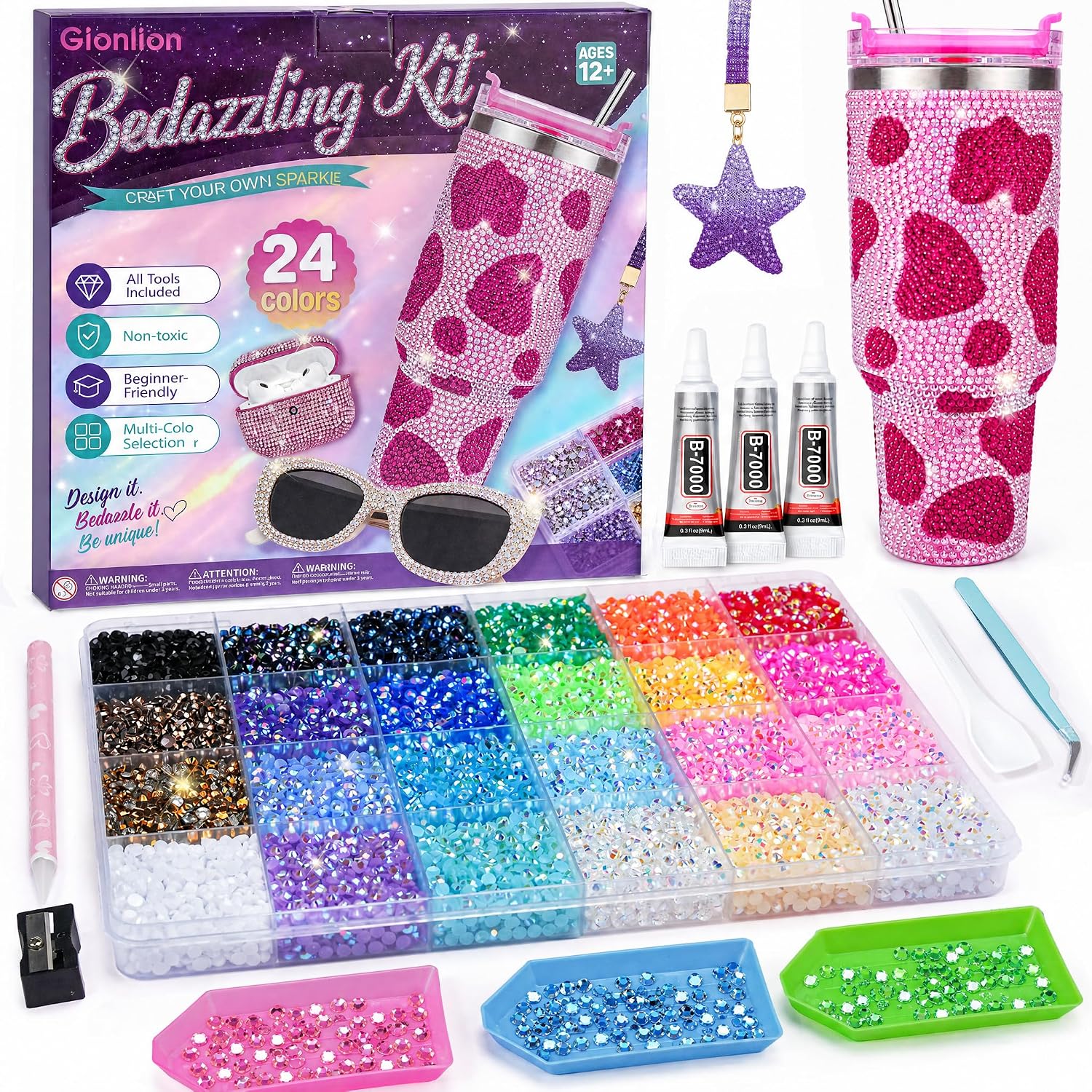 Detalle de Gionlion Rhinestone Craft Kit, 24 Colors