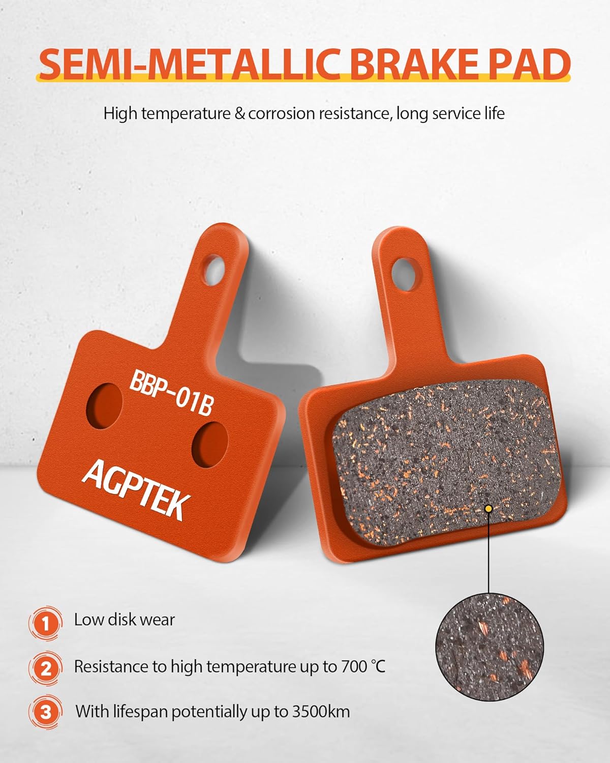 Detalle de AGPTEK Bike Brake Pads 4 Pairs — Disc Brake Pads for Shimano Compatibility
