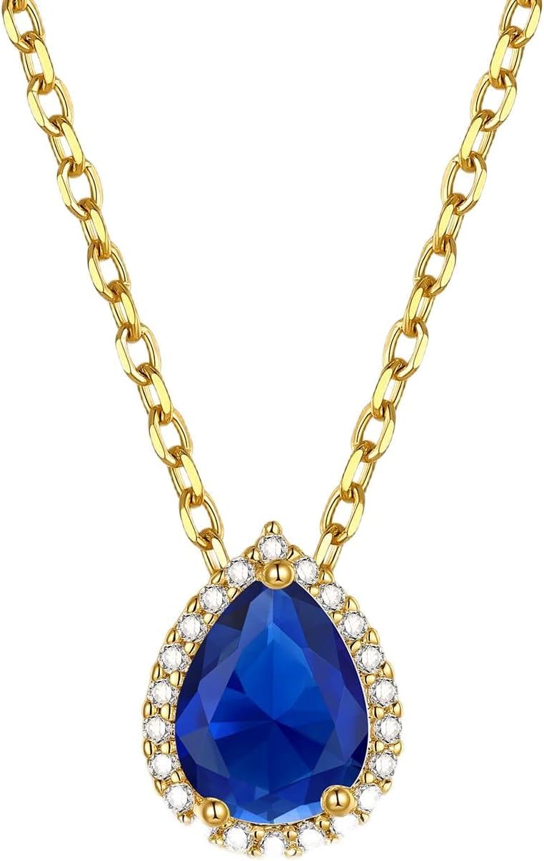 Detalle de GoldChic Zirkonia Kette Damen mit Geburtsstein Anhänger – Rolokette aus Edelstahl, 41 cm