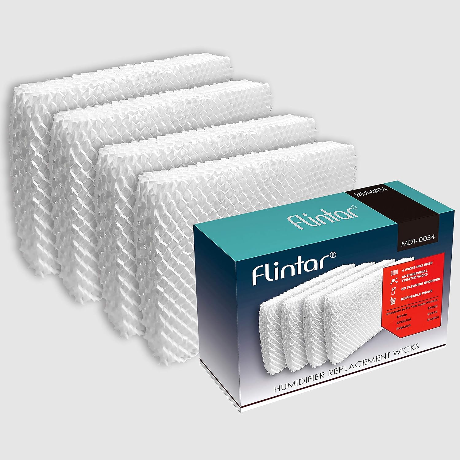 Detalle de Flintar MD1-0034 Humidifier Replacement Wick Filters, 4-Pack