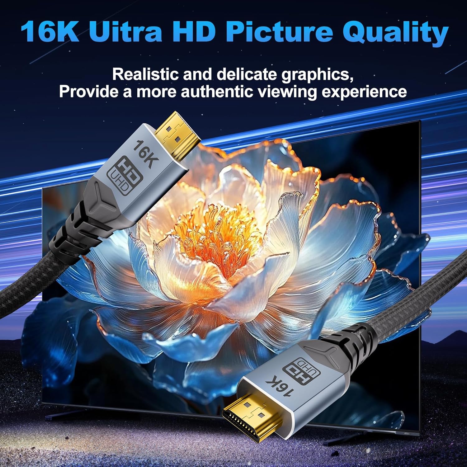 Thumbnail 3 de MOPOCHG HDMI 2.2 Kabel 1,5 m (96 Gbps) für 16K/8K Gaming, eARC & Dynamic HDR
