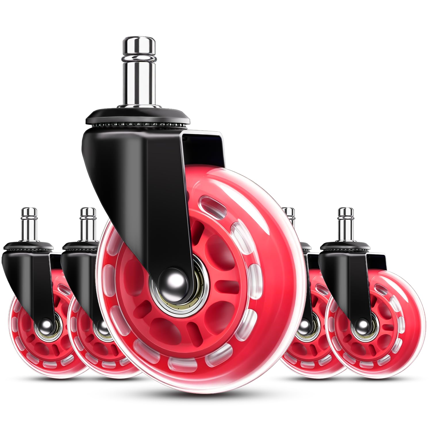 Detalle de RidRed OCW-001-Red Chair Casters, Red Polyurethane, 650-lb Capacity