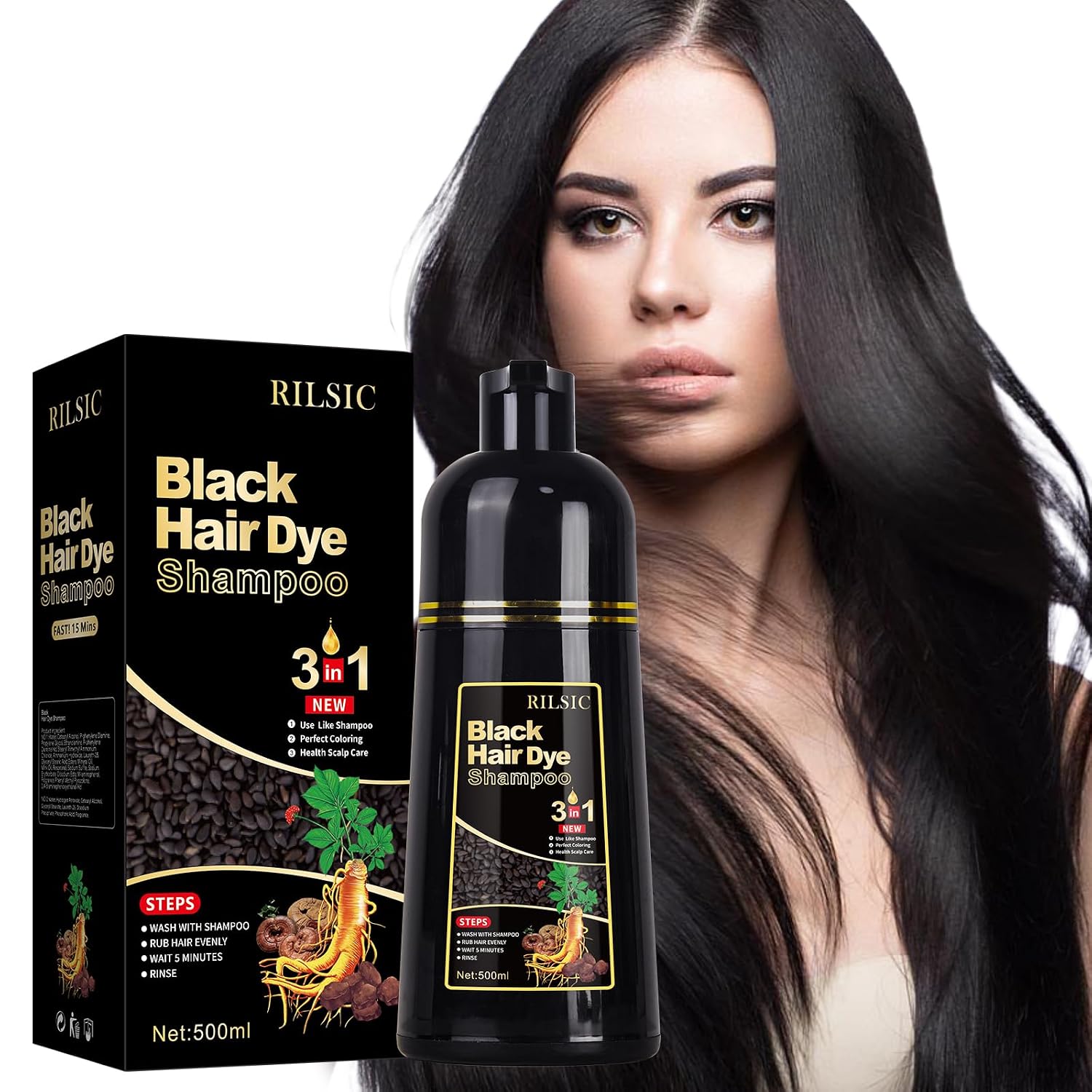 Detalle de Schwarze Haarfärbeshampoo 500ML