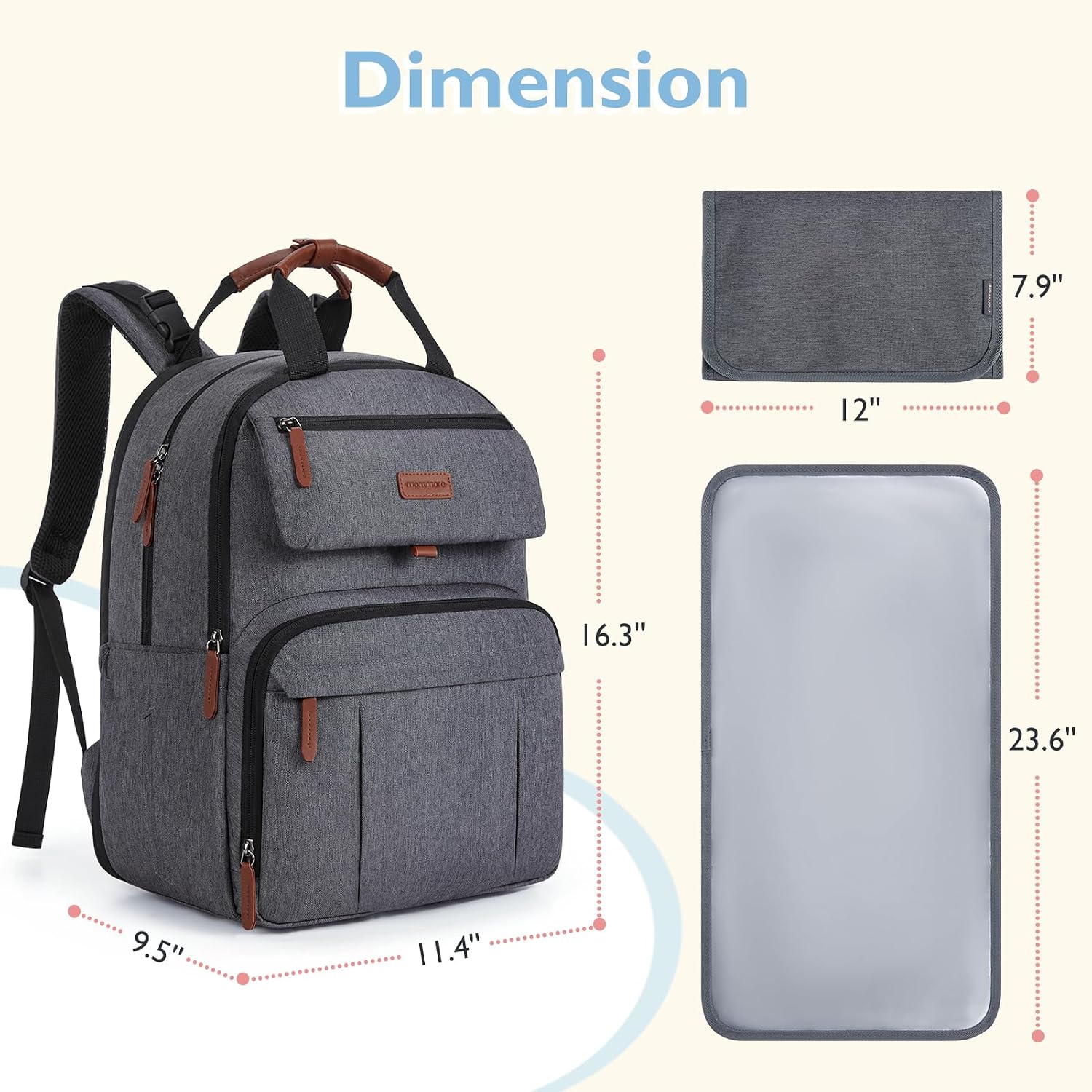 Thumbnail 5 de MOMMORE Diaper Bag Small Diaper Backpack: Flexible, Stylish Travel Companion for Parents