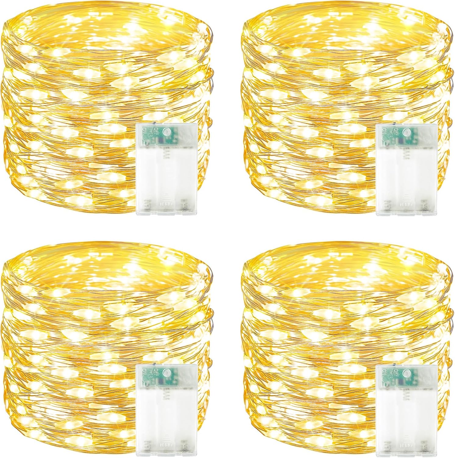 Detalle de BOSSERN 4-Pack 60 LED Fairy Lights, 20-Foot Battery-Powered Copper Wire