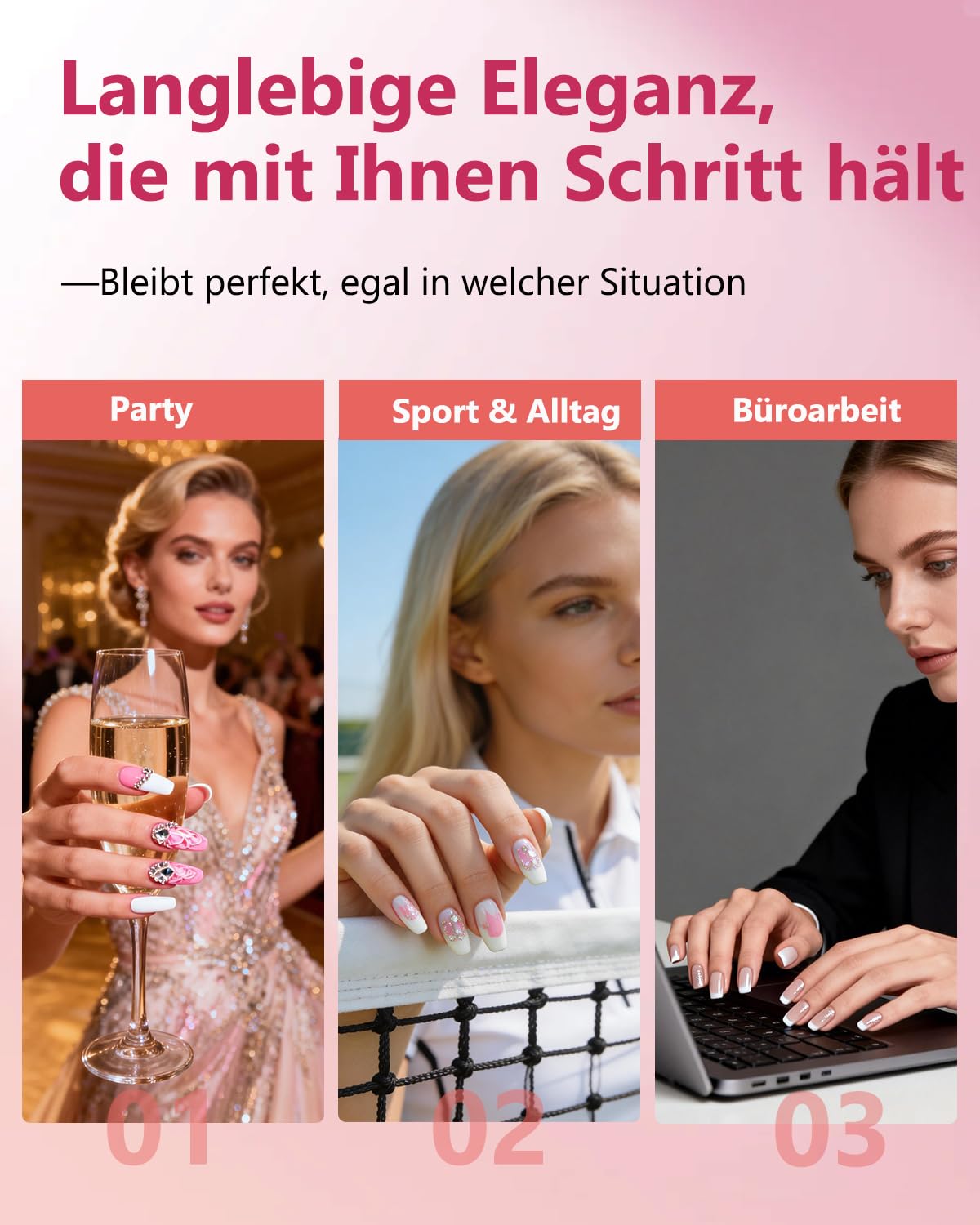 Thumbnail 3 de Aokitec Aufbaugel-Set für Gelnägel (No File Builder Gel), 2 Farben Weiß & Pink – selbstglättendes UV-Nagelgel
