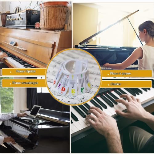 Detalle de Everjoys guide de notes de piano en silicone, amovible, 88/61/54/49/37 touches