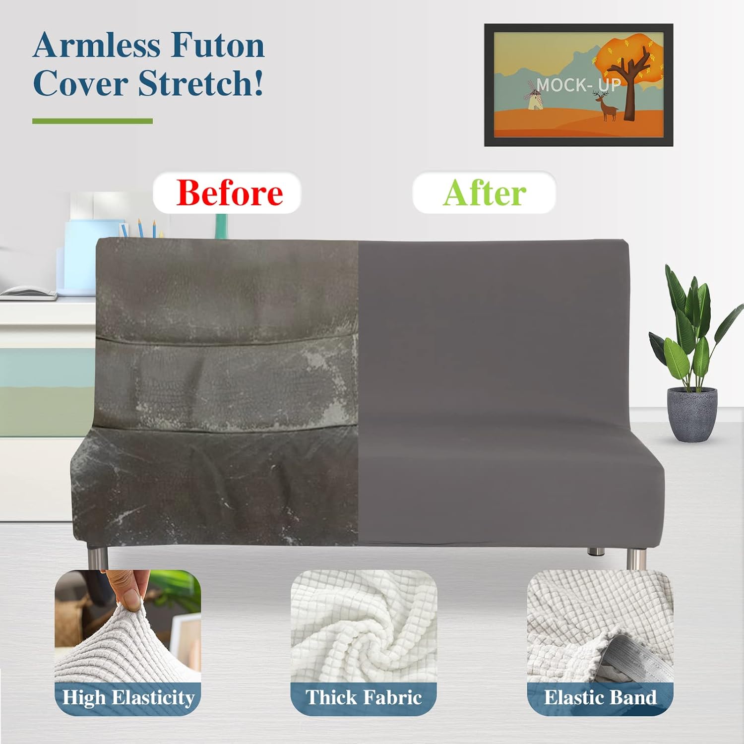 Thumbnail 2 de Jaotto Copridivano 2/3 Posti Senza Braccioli Elasticizzato – Grigio