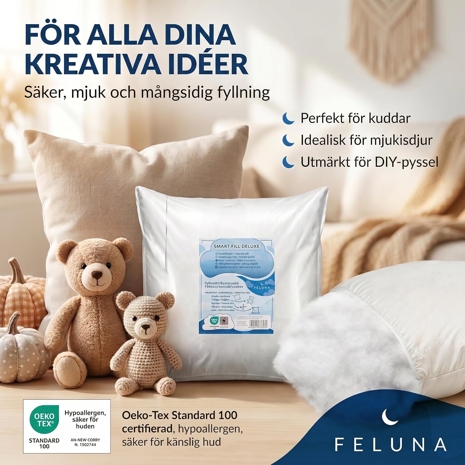 Detalle 2 de Feluna Smart Fill Deluxe 42856446356185 – polyesterfyllning, 0,5 kg