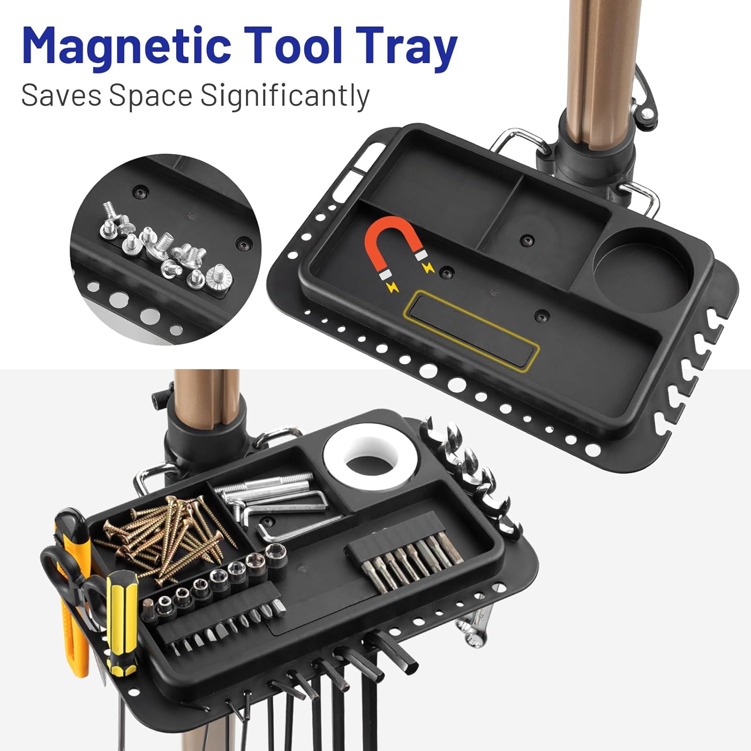 Thumbnail 5 de Favoto Cavalletto per riparazione bici regolabile in alluminio, girevole 360° e con vassoio porta-utensili magnetico