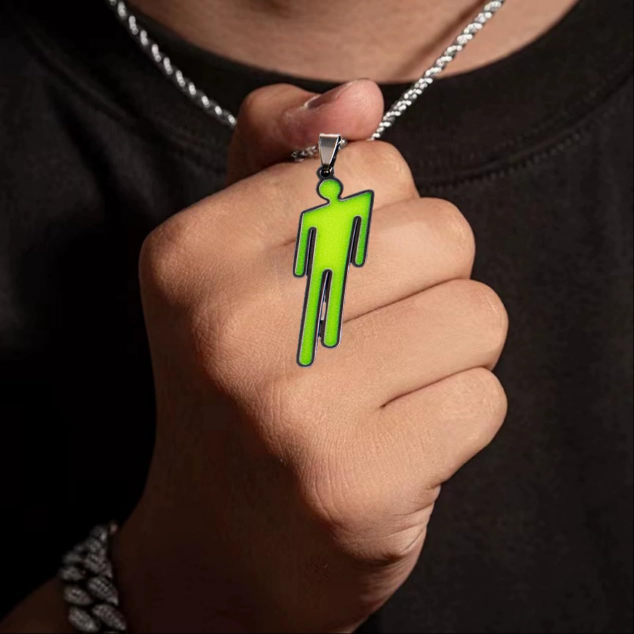 Thumbnail 5 de EPRHAY Leuchtende Halskette aus Edelstahl mit fluoreszierendem Anhänger (grün, unisex)