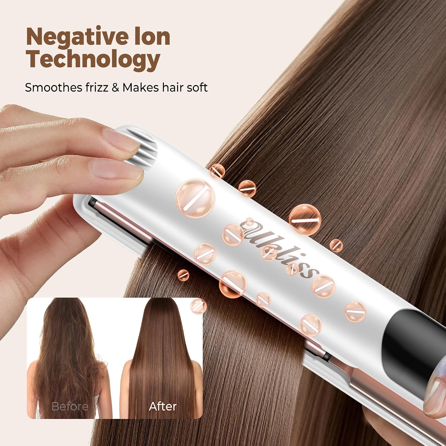 Detalle 2 de Piastra Capelli Professionale UKLISS 2 in 1 (liscia e arriccia) con tecnologia ceramica & ionica, display LCD fino a 260°C