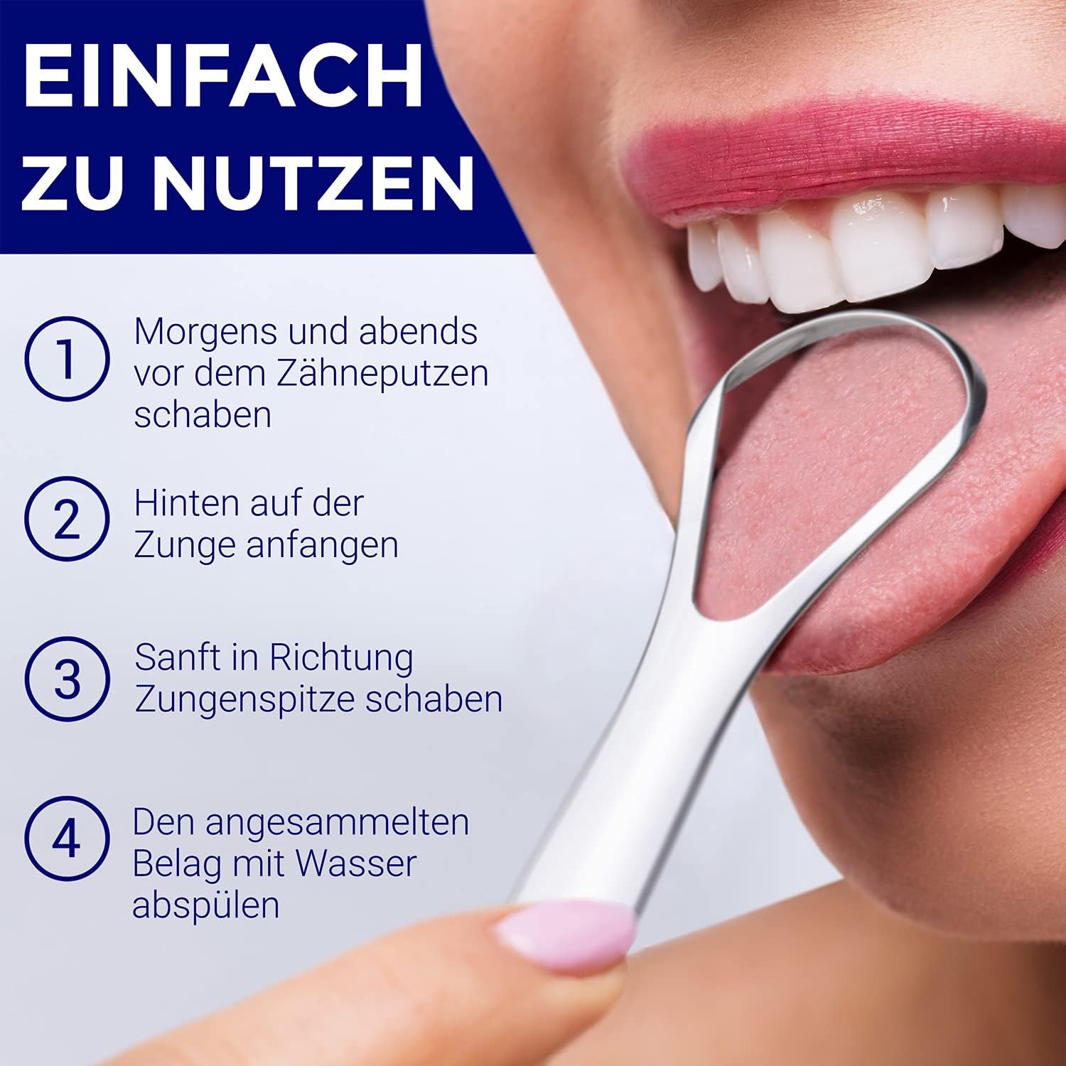 Detalle de ORAVIX Zungenschaber Edelstahl – Zungenreiniger Set aus Edelstahl