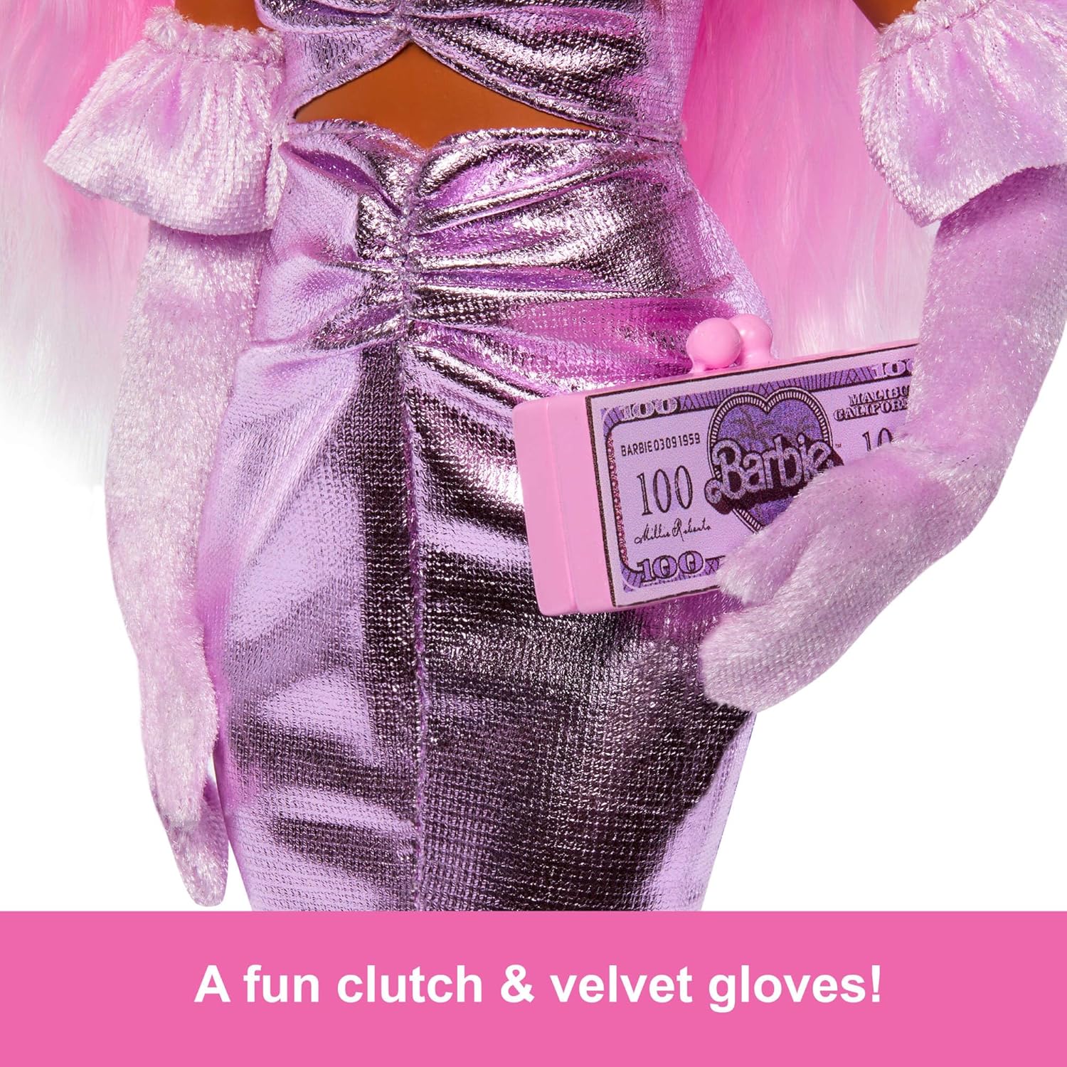 Thumbnail 2 de Barbie Deluxe Style Doll #1 in Barbiecore Outfit – Pink Hair, Glossy Pink Dress and Accessorised Glam