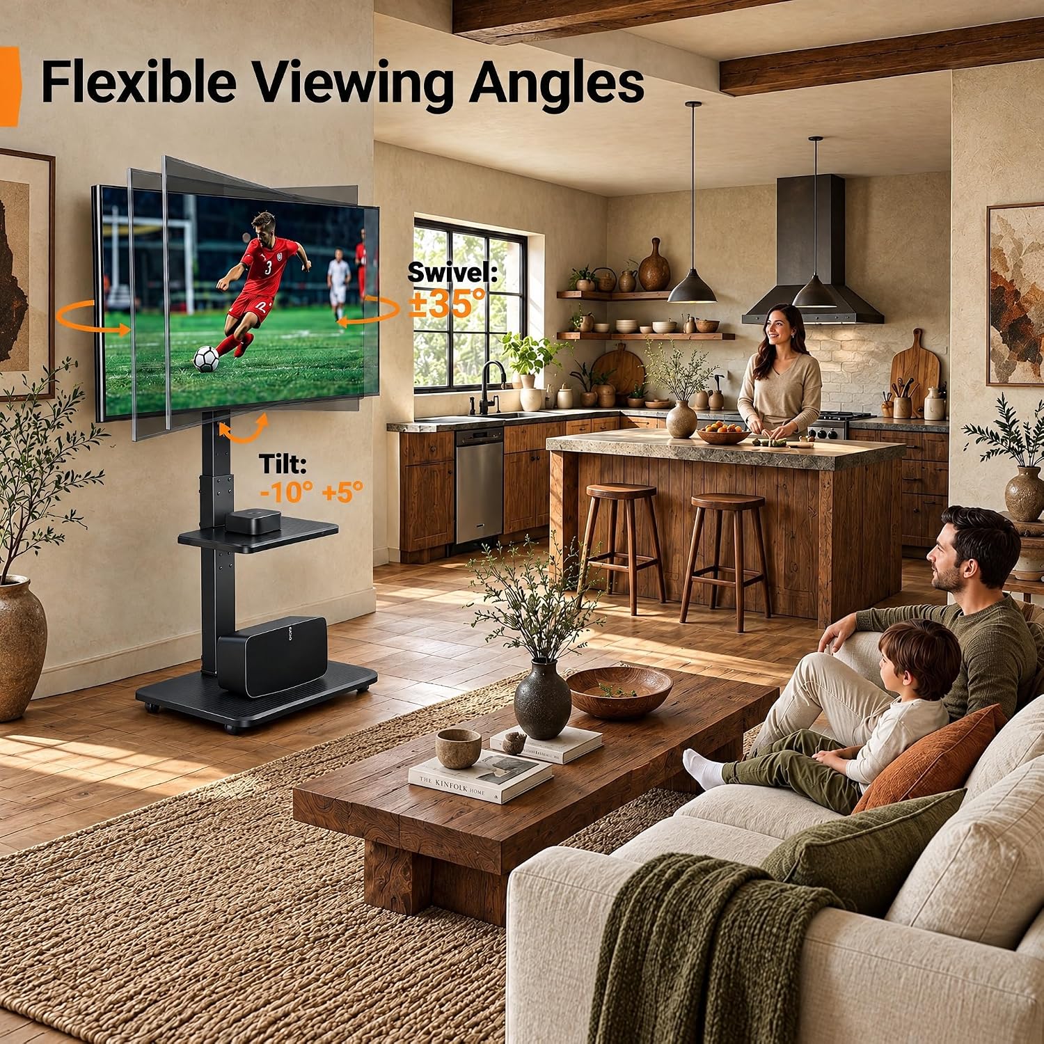 Detalle 2 de Perlegear PGFS06 Floor TV Stand 32-75 inch