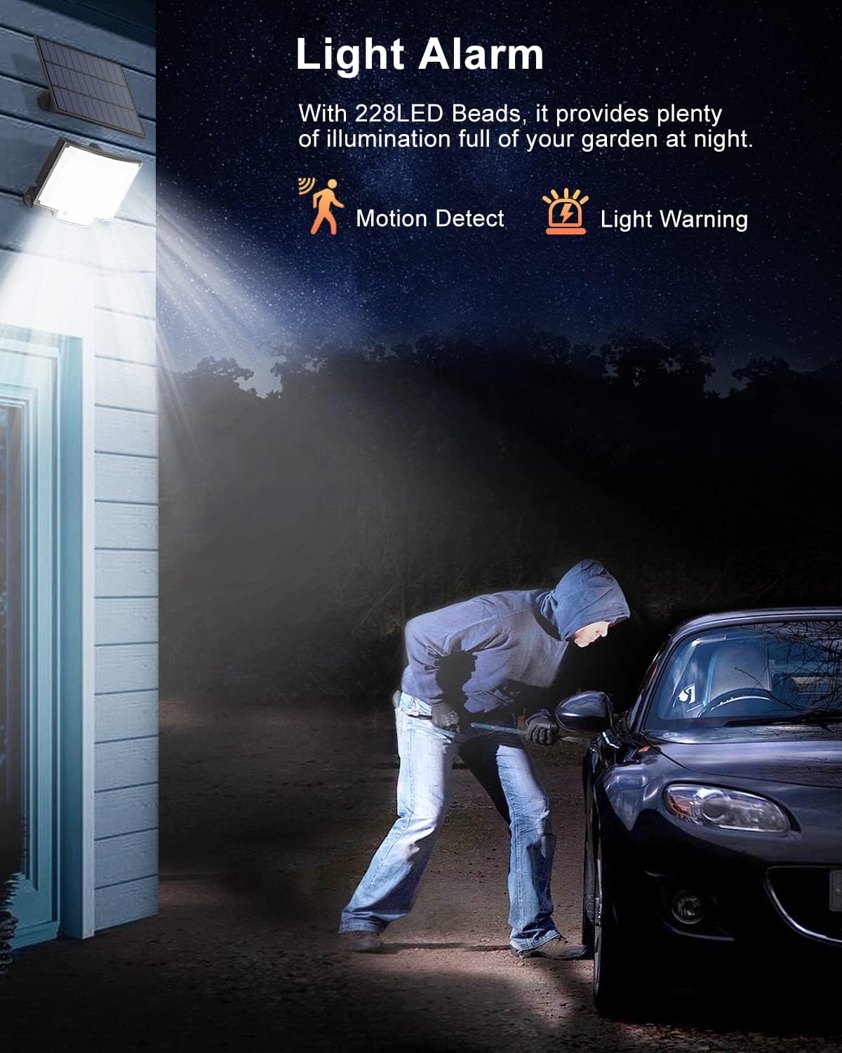Detalle 2 de Luce Solare 228 LED sensore di movimento