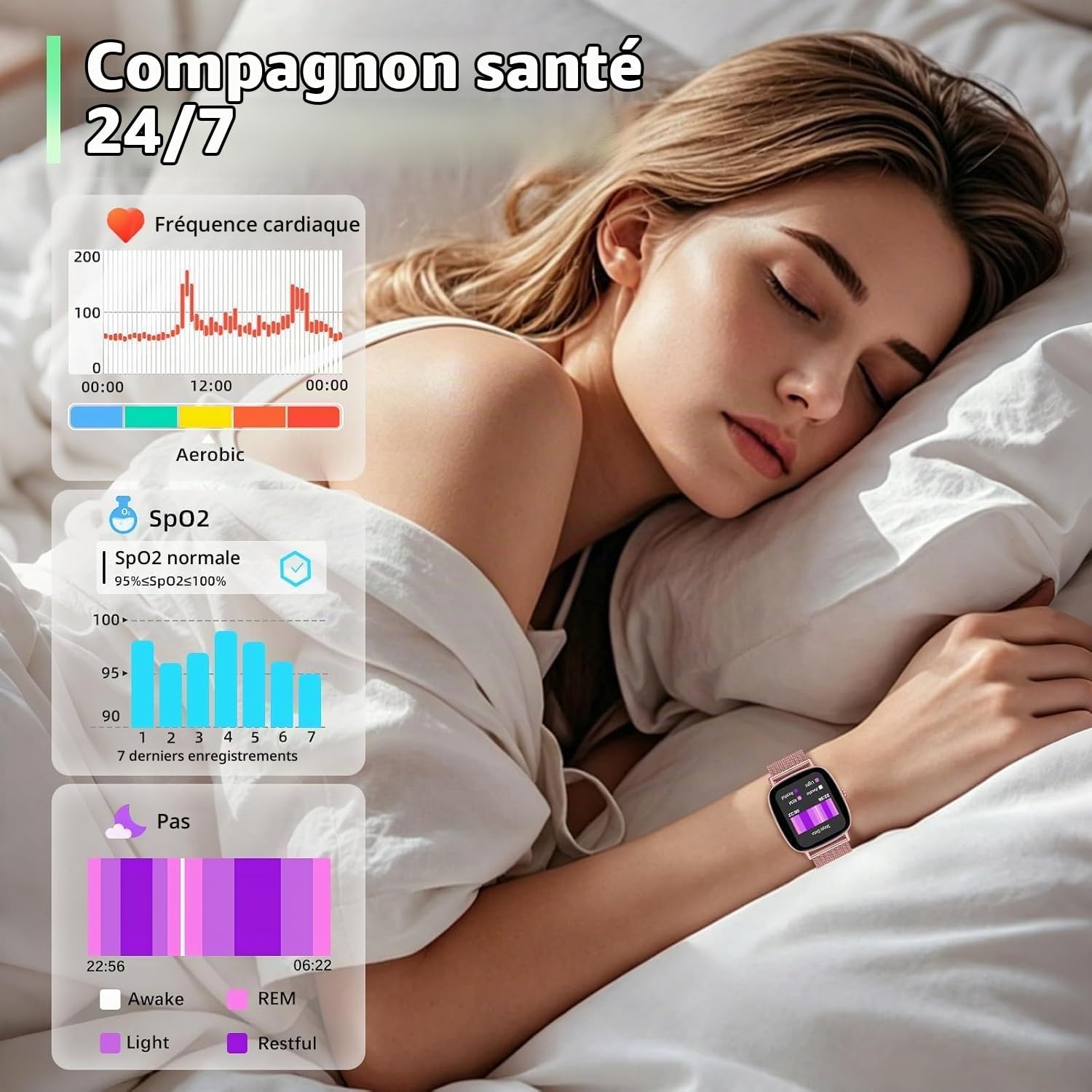 Thumbnail 1 de coioc Montre Connectée Femme avec Fonction Téléphone – Écran HD 1,85", 120+ Modes, IP68, Rose