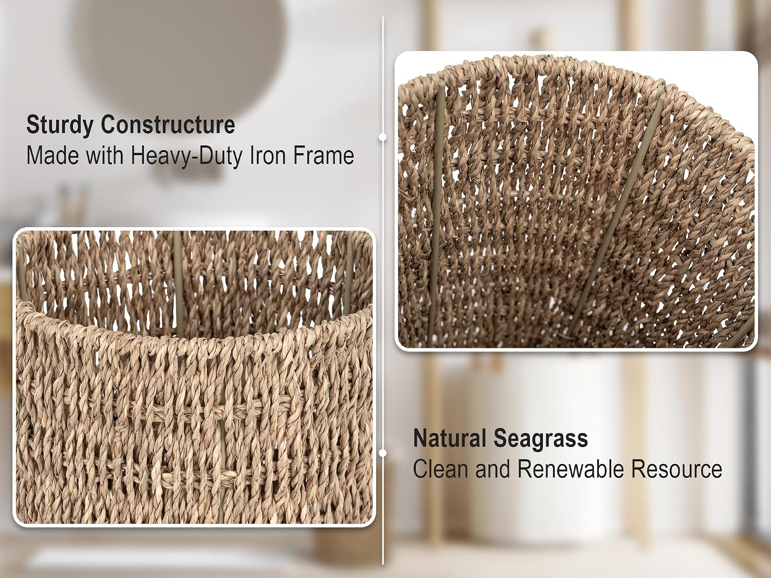 Detalle 2 de StorageWorks Wicker Waste Basket Small, 1 Pack 🗑