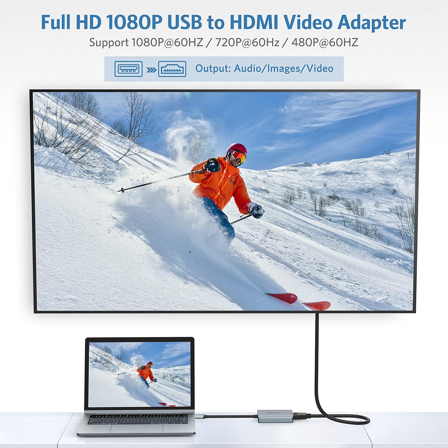 Detalle de ABLEWE Adaptador USB 3.0 a HDMI 1080P
