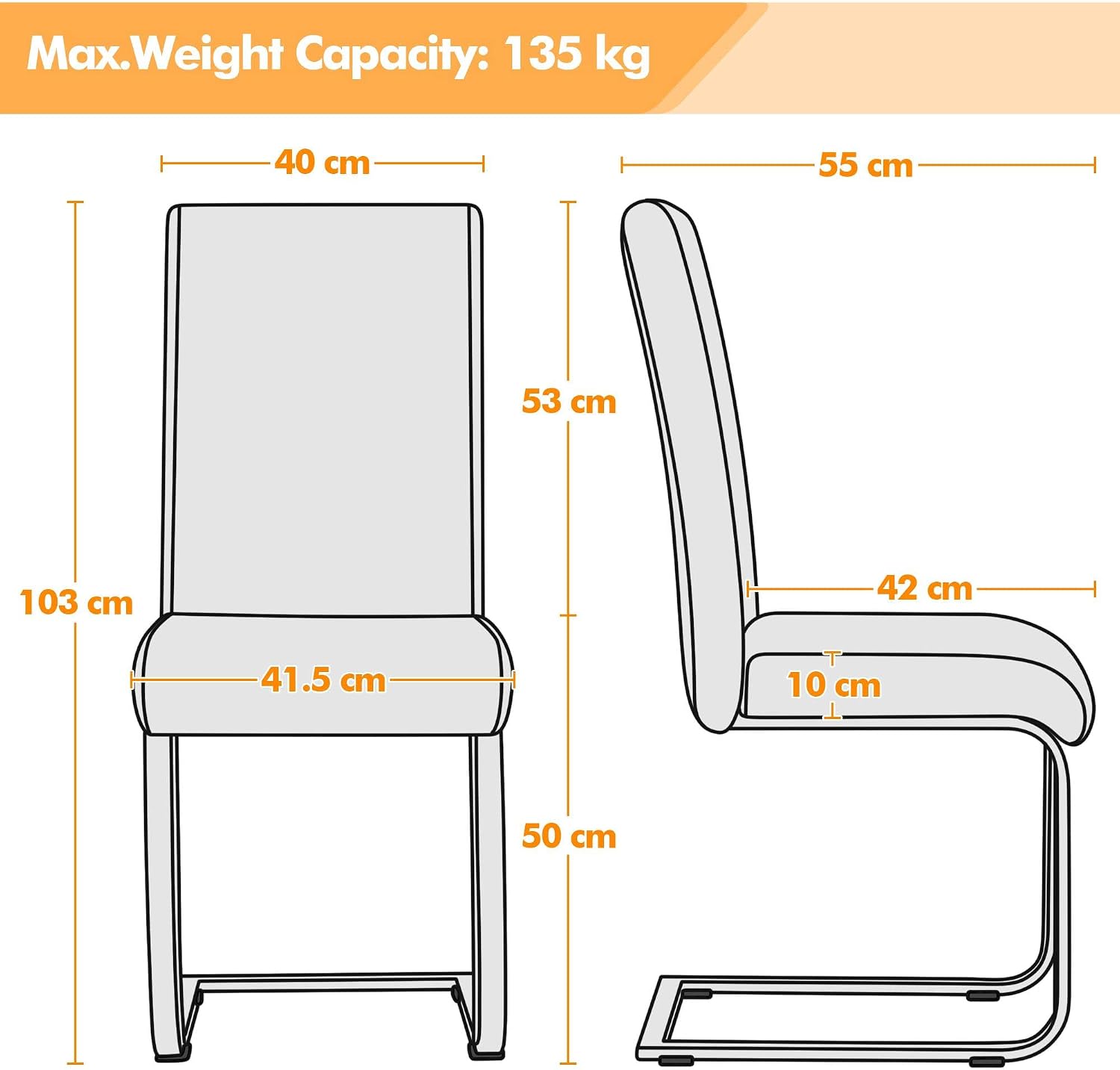 Detalle de Yaheetech dining chair set of 2, 135 kg