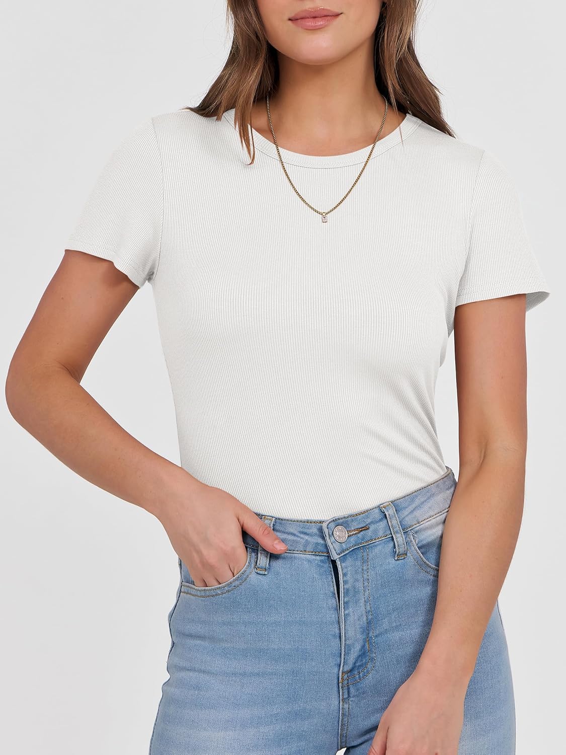 Thumbnail 6 de ANRABESS Women Ribbed Slim Tee XS–3XL