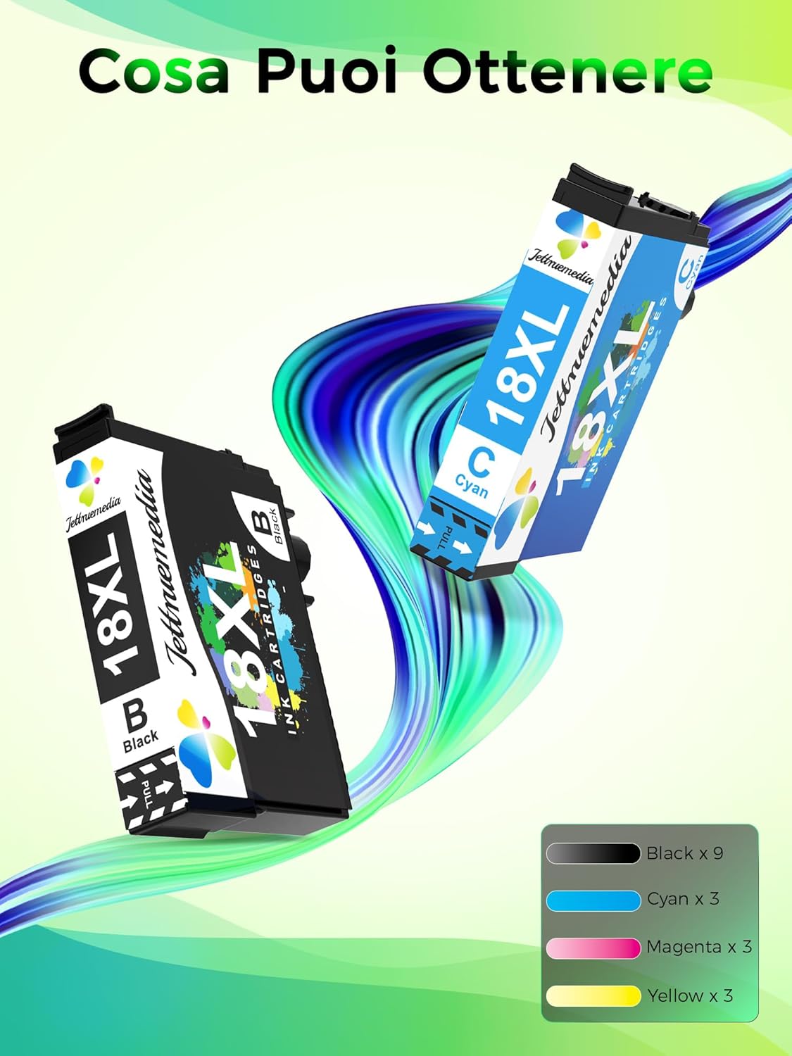 Thumbnail 3 de Jettruemedia 18XL Cartucce d'inchiostro Compatibili per Expression Home XP-215/XP-412/XP-415/XP-305/XP-405/XP-202/XP-205/XP-302/XP-402/XP-312/XP-315/XP-102/XP-30/XP-212 – Multipack 9 pezzi