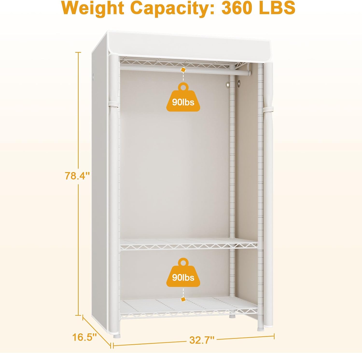 Detalle 1 de ULIFHOME H5C Covered Clothes Rack with 3 Adjustable Shelves and Oxford Cover