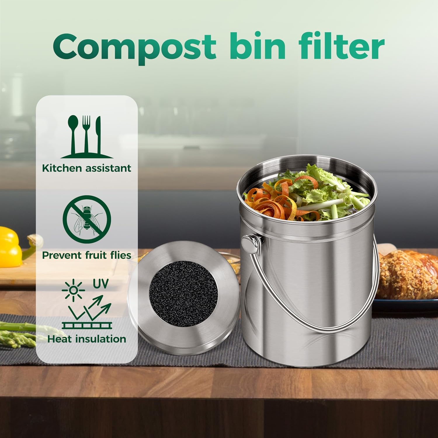 Thumbnail 4 de SPONDWILD filter Charcoal Compost Bin Filters, 7.3-Inch Round, 7-Pack