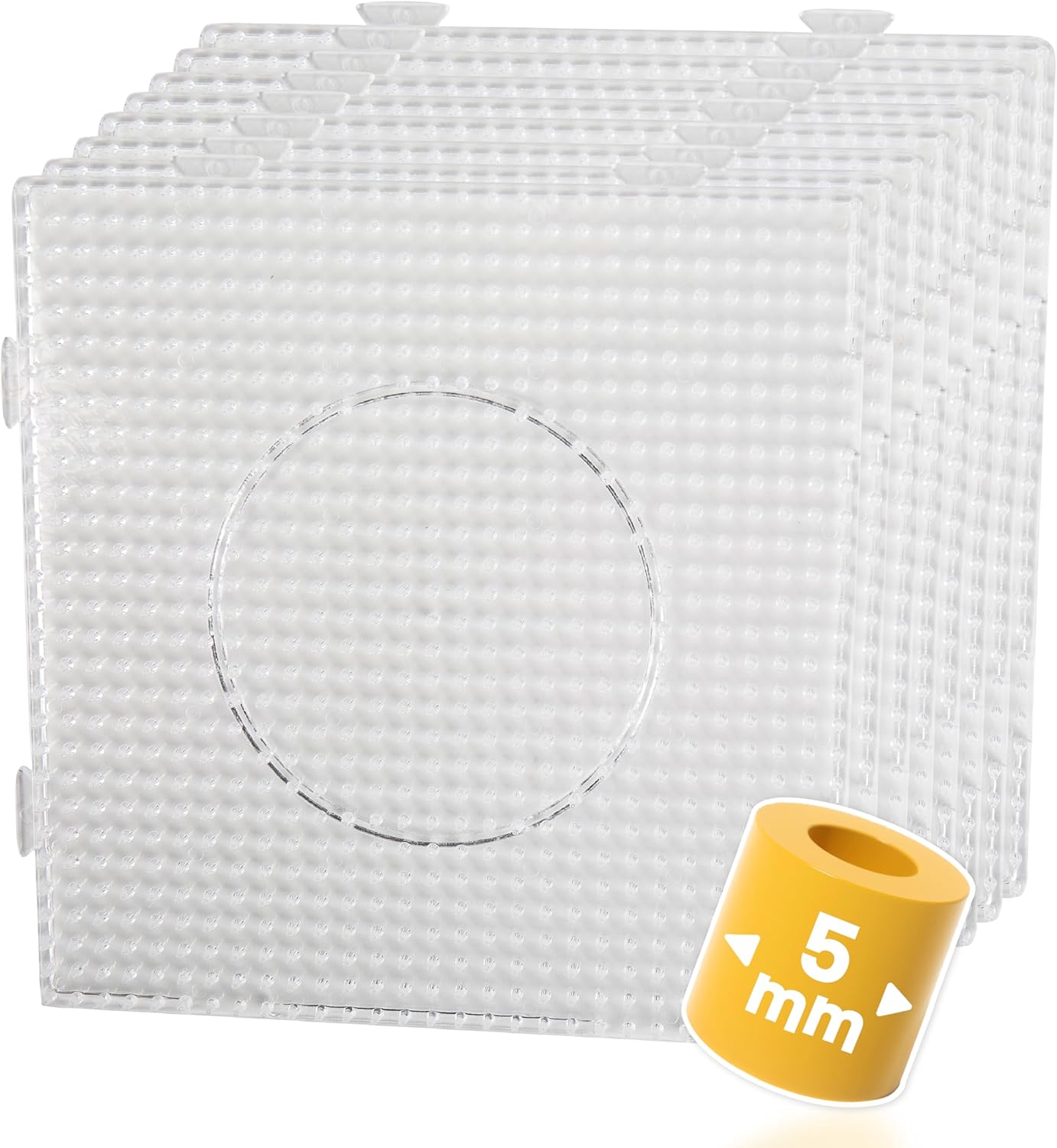 Smowo® 8 Bügelperlen Steckplatten (5 mm) – quadratisch & transparent, 14,5 x 14,5 cm, zusammensteckbar