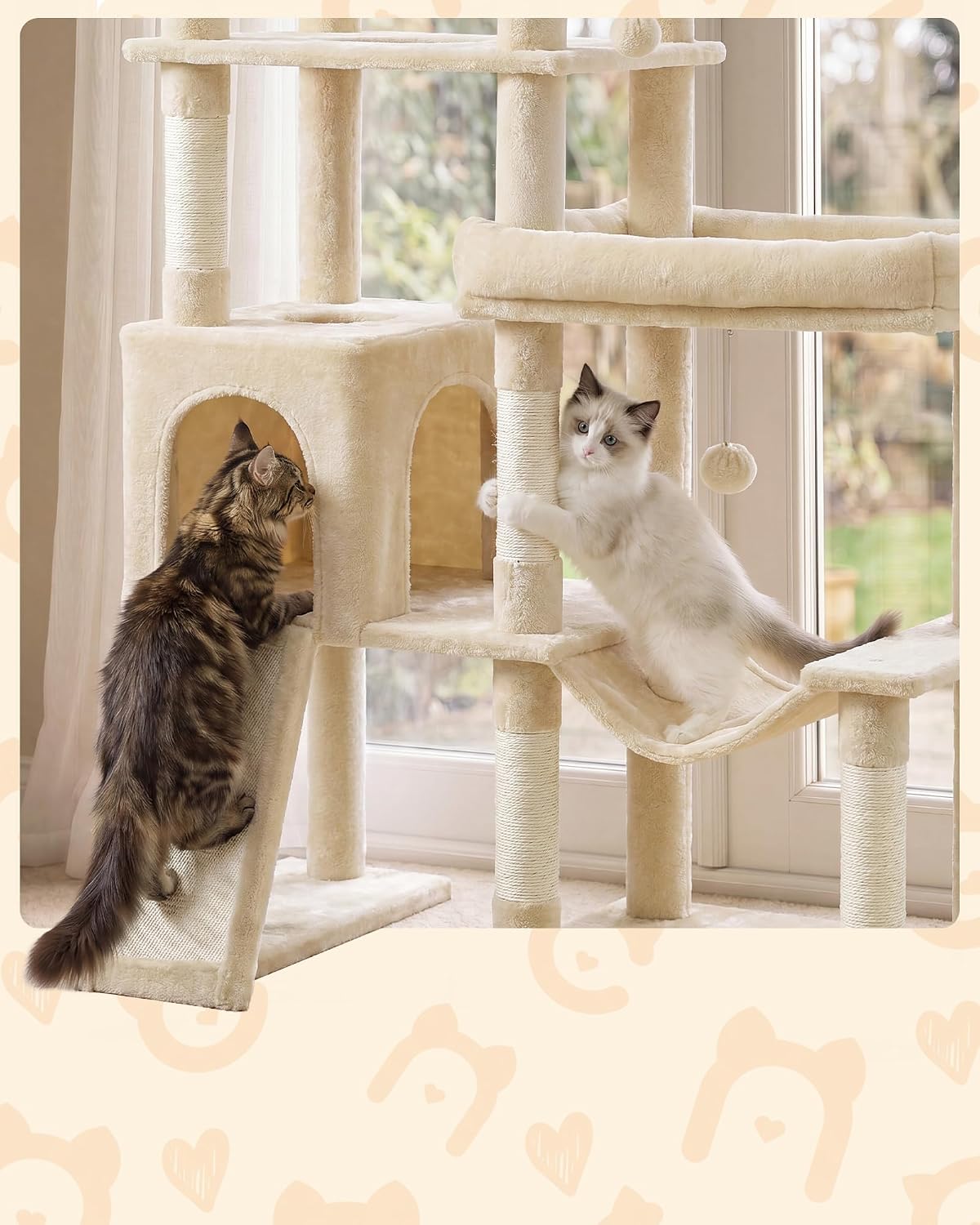 Thumbnail 3 de FEANDREA PCT020Y101 Cat Tree, 202 cm XXL Tower with Sisal Scratching Posts