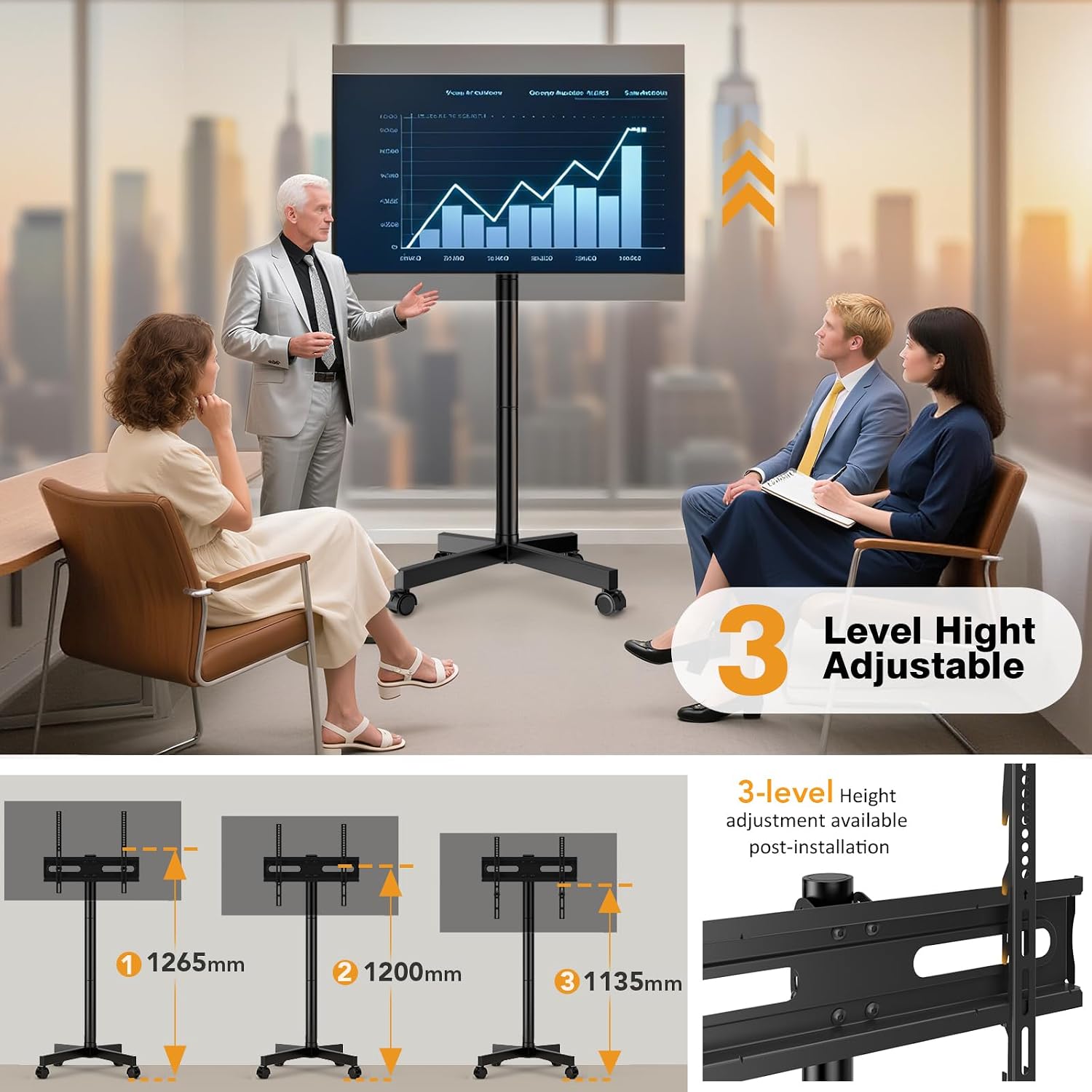 Thumbnail 1 de Hemudu Rolling TV Stand for 23-60 in TVs