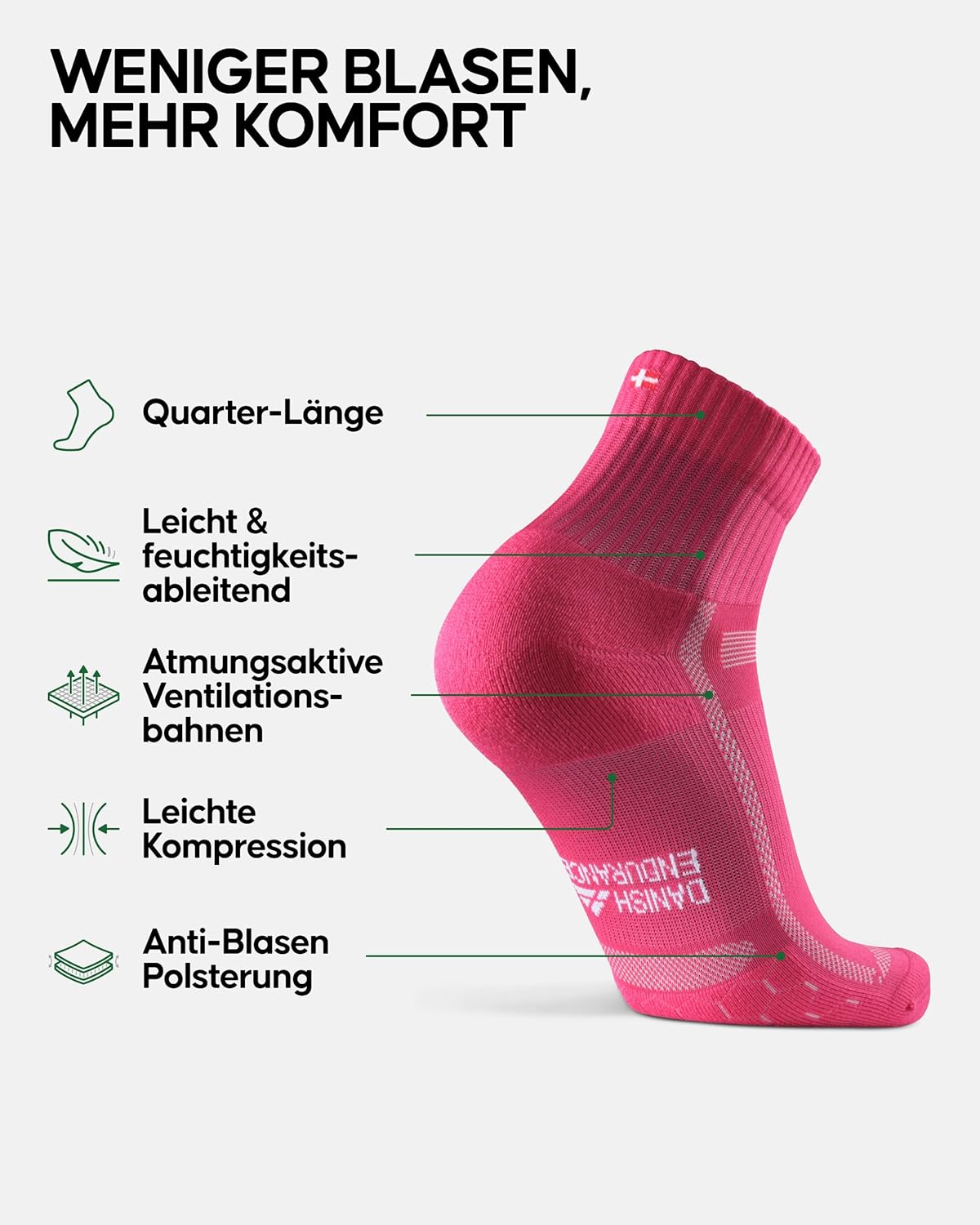 Thumbnail 1 de DANISH ENDURANCE Quarter Laufsocken 3 Paar