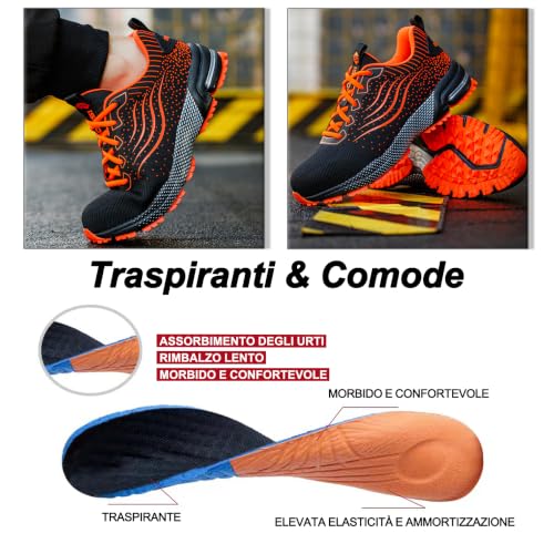 Detalle de CYKYGGO Scarpe Antinfortunistiche Arancione EU 42: sicurezza e comfort per chi lavora in ambienti esigenti