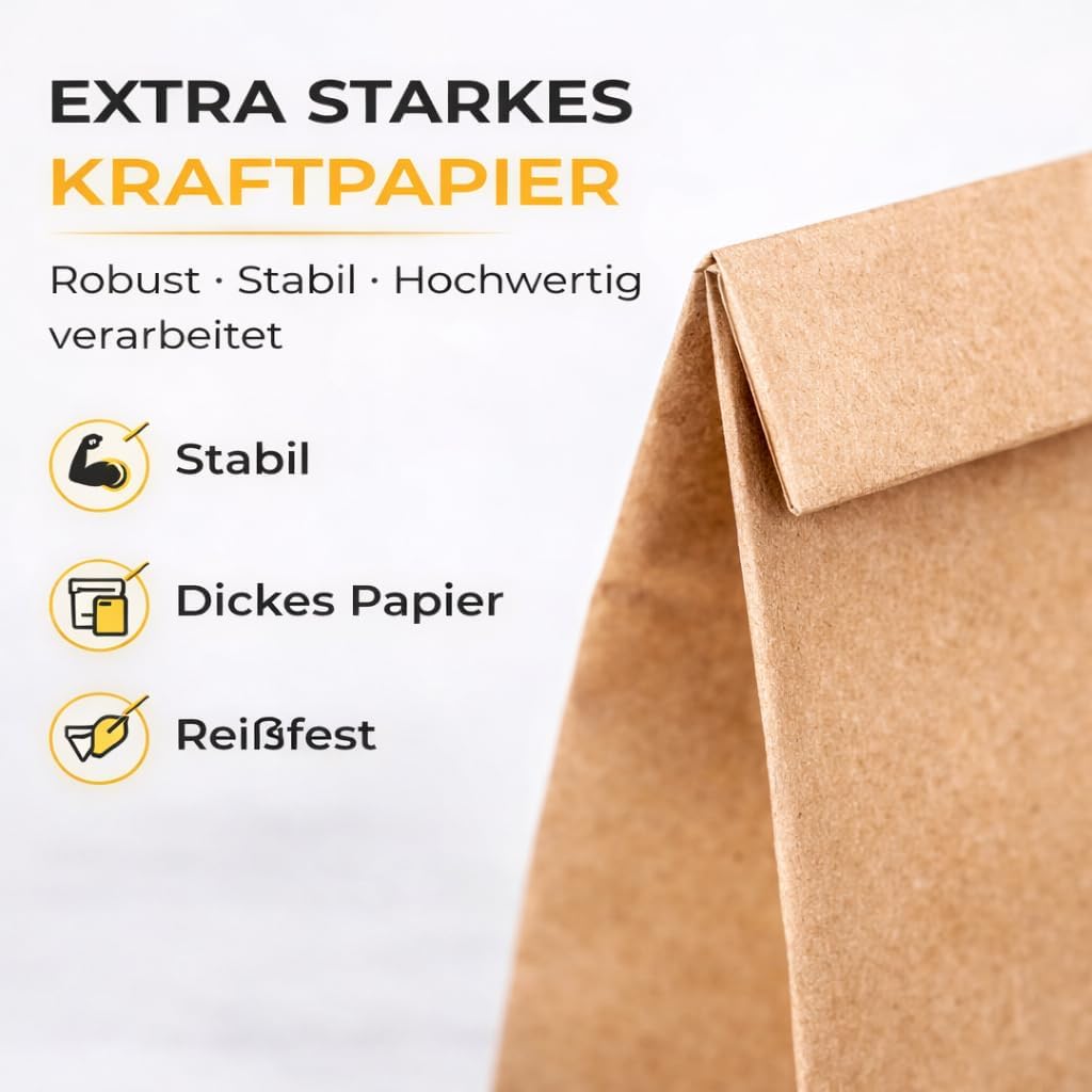 Detalle de 50x braune Kraftpapiertüten EXTRA STARK (20 x 13 cm) – als DIY Adventskalender & Geschenktüten