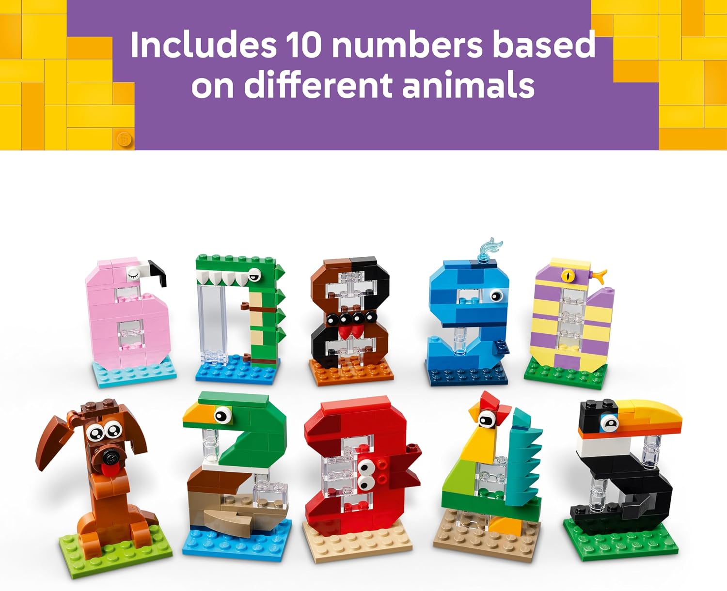 Detalle de LEGO 40807 Birthday Numbers building set with animal cake topper, 281 pieces