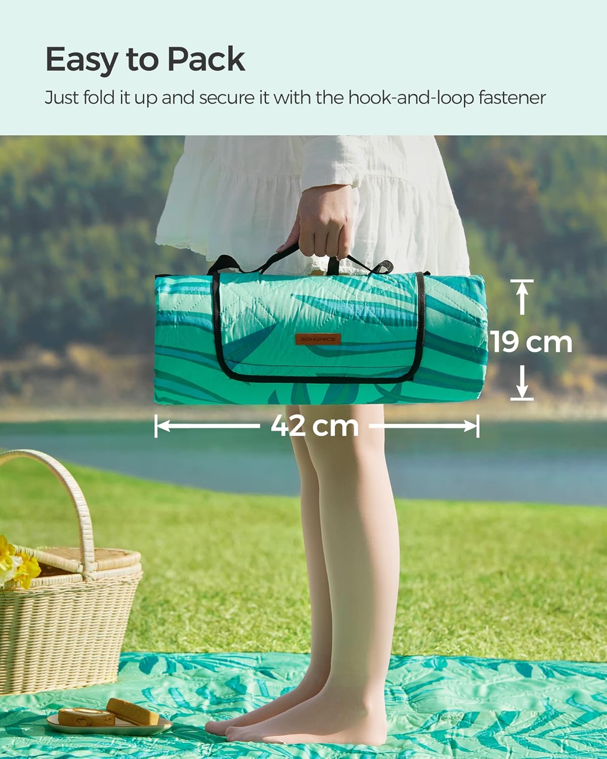 Thumbnail 6 de SONGMICS Picnic Blanket 300 x 200 cm – Large Fern Pattern Waterproof Mat, Foldable and Machine Washable