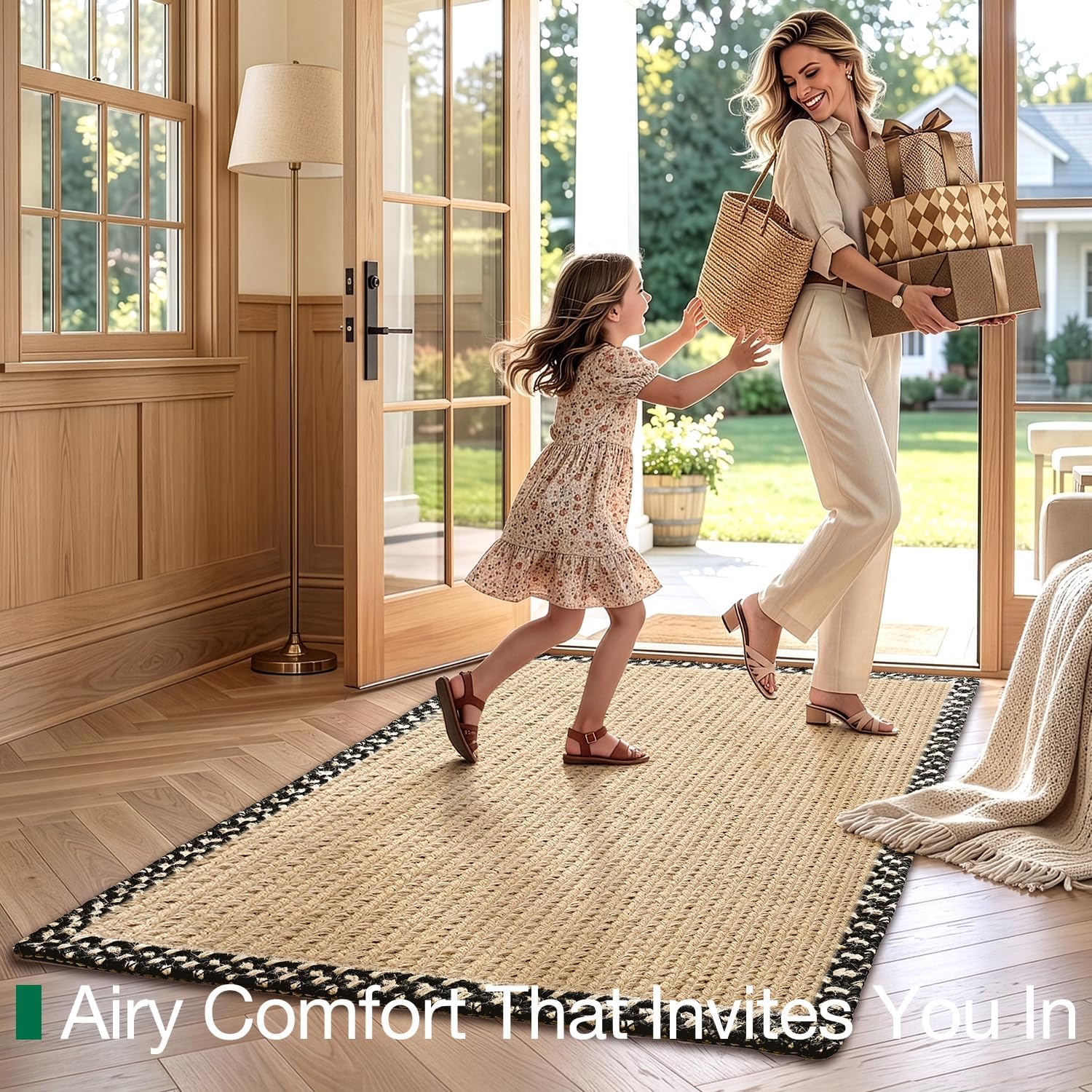 Thumbnail 6 de LUMI Natural Jute 24 x 36 Indoor Door Mat, Handwoven with TPR Backing