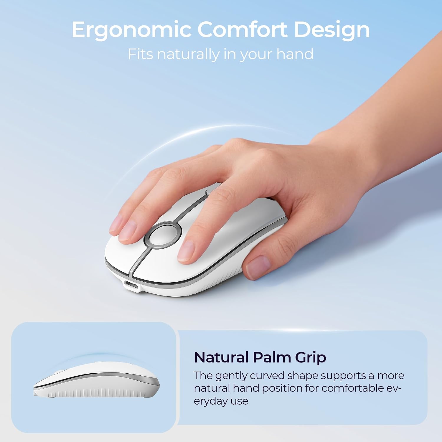 Detalle 2 de Seenda MOU001 Wireless Bluetooth Mouse: Multi-Device, Rechargeable and Quiet